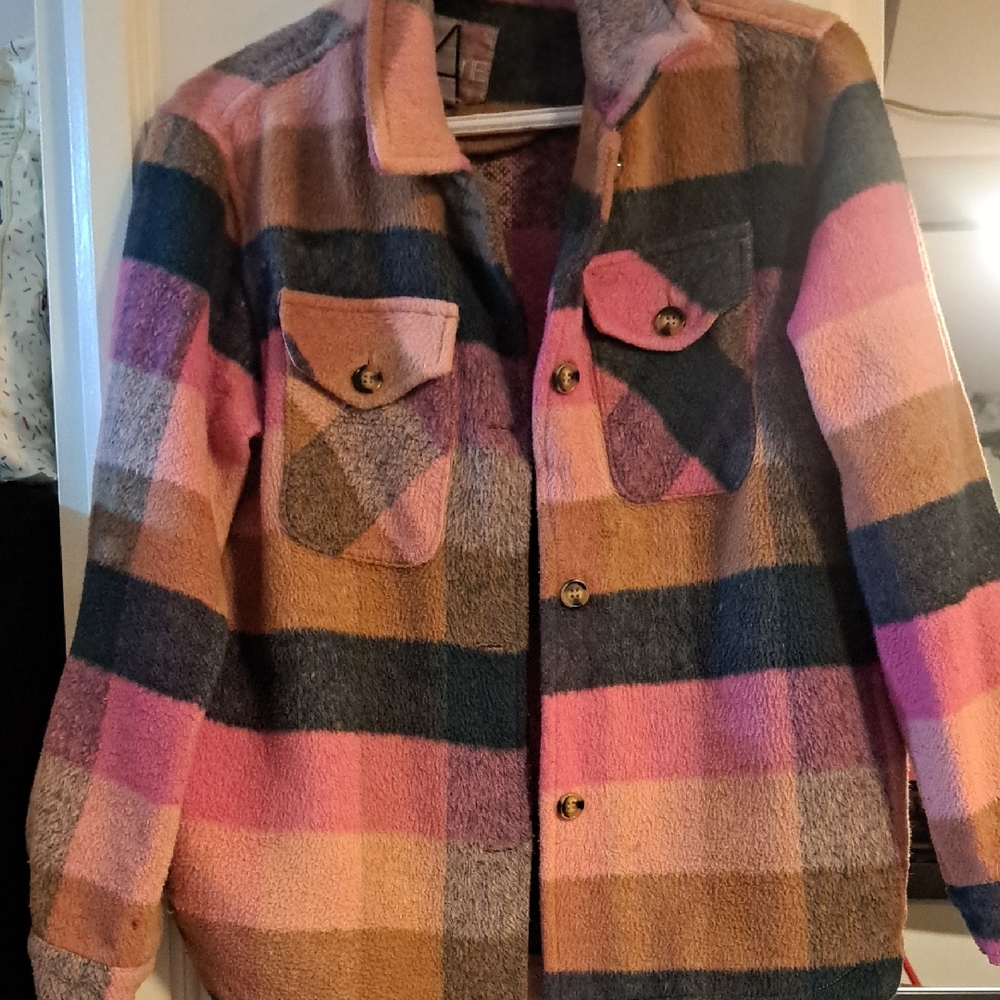 Plaid Kids Jacket - Pink, Brown, and Blue